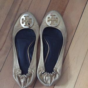 Tory Burch Gold Flats